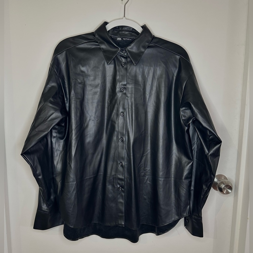 Zara - Faux Leather Overshirt (L)